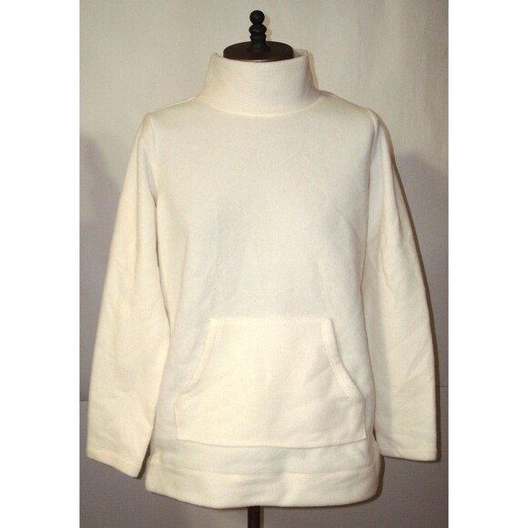 New $54 Womens Natural White Micro Polar Fleece Top XXSP Pocket Denim & Company - Picture 1 of 7